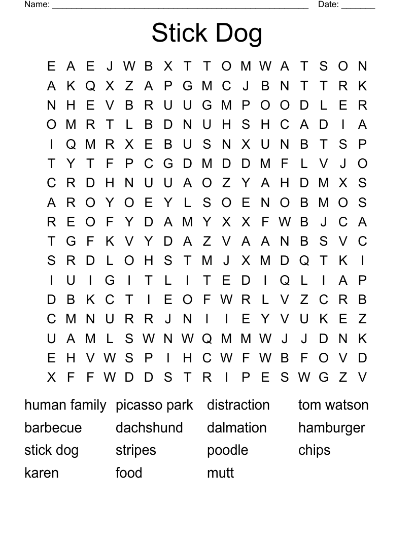 Stick Dog Word Search