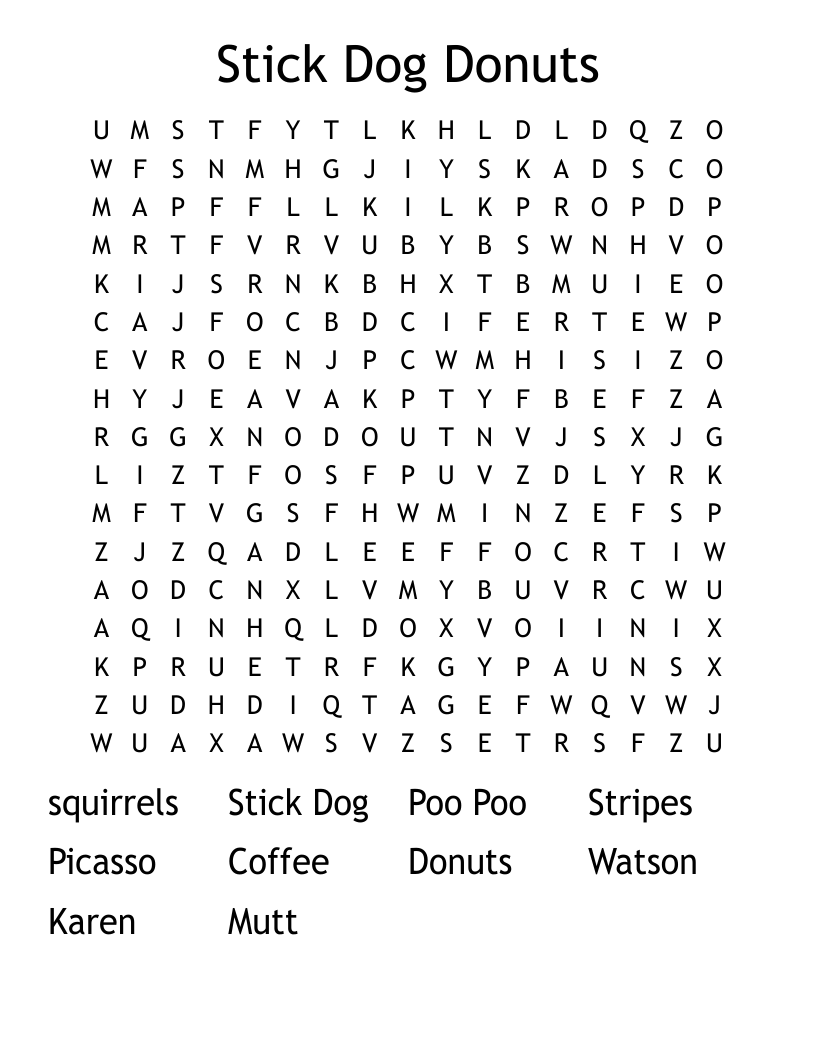 Stick Dog Donuts Word Search