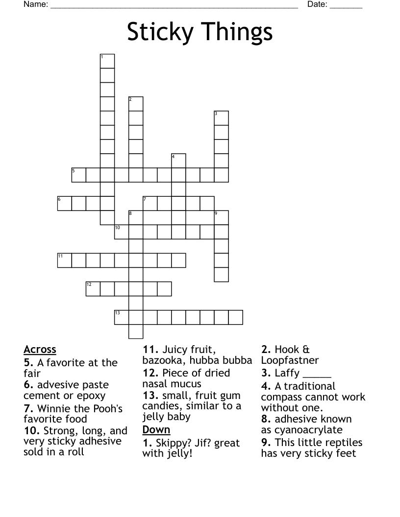 Sticky Things Crossword