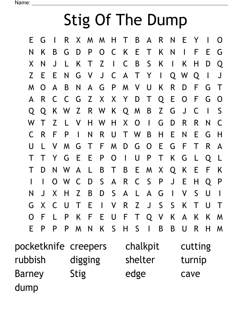 Stig Of The Dump Word Search
