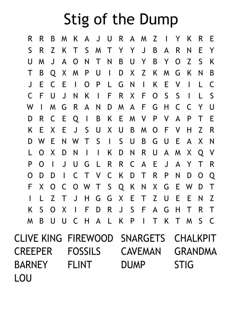 Stig of the Dump Word Search