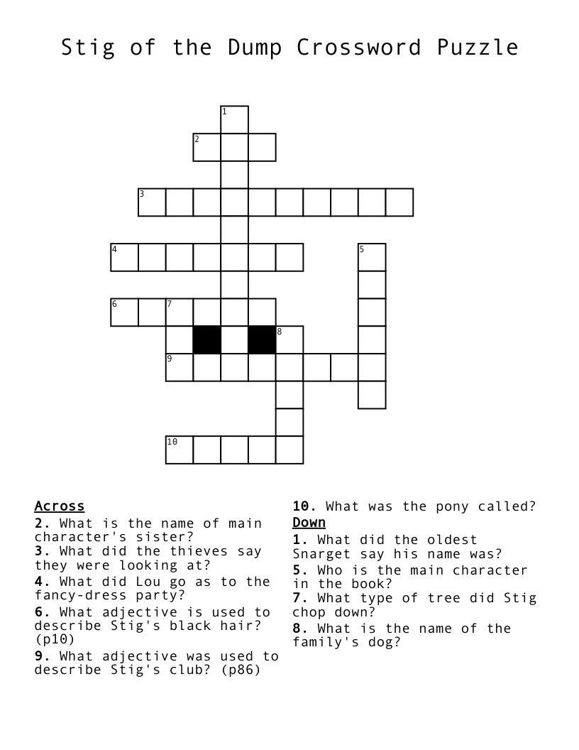 Stig of the Dump Crossword Puzzle
