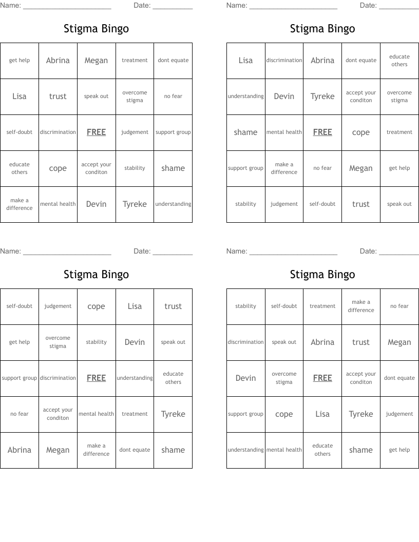 Stigma Bingo