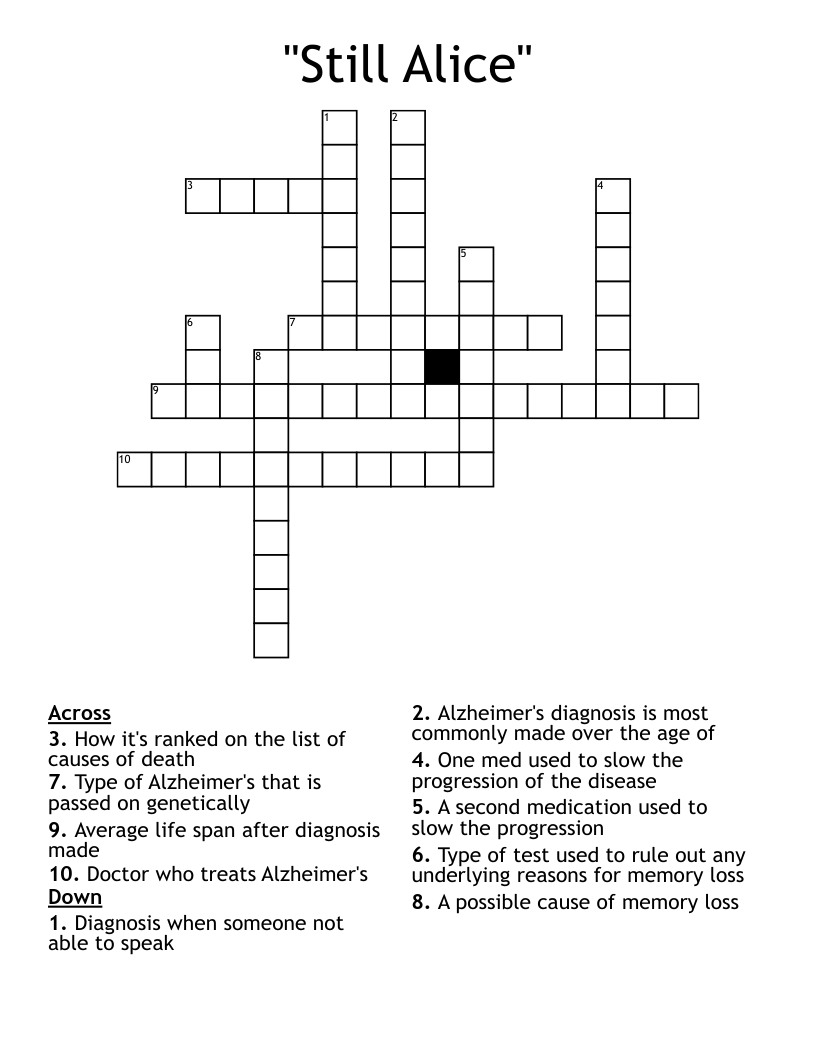 "Still Alice" Crossword