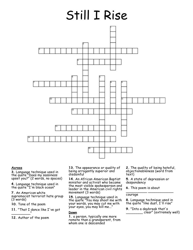Still I Rise Crossword