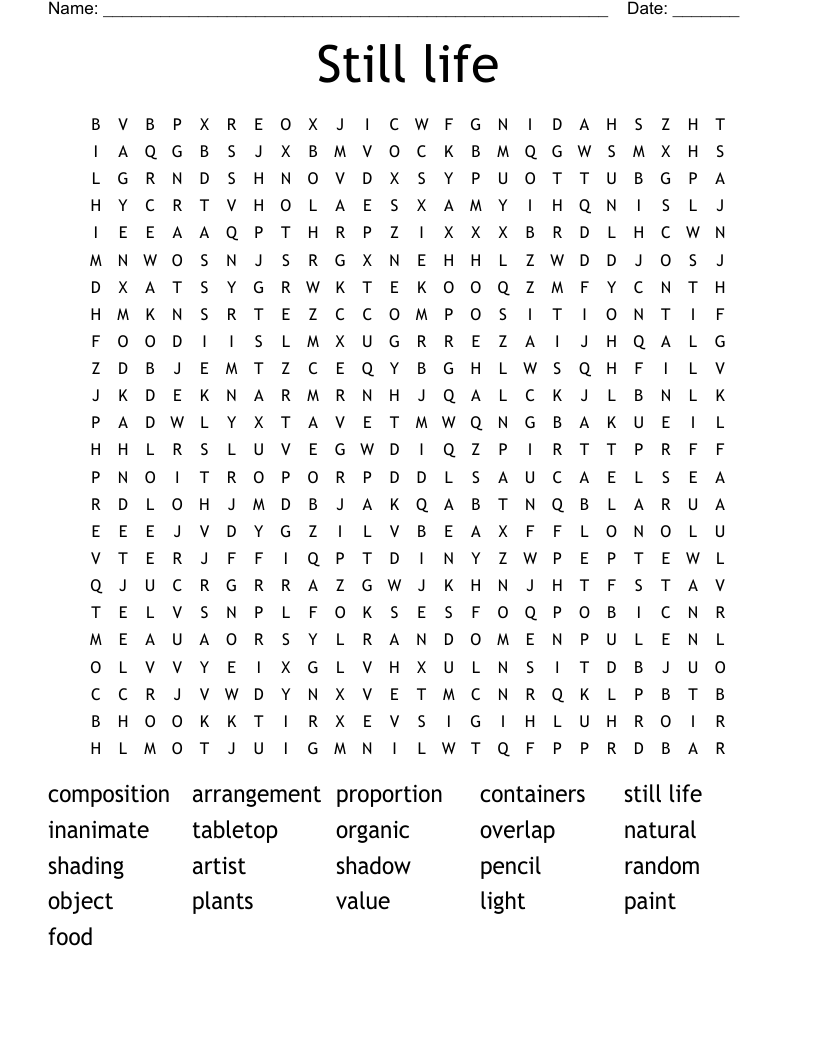 Still life Word Search