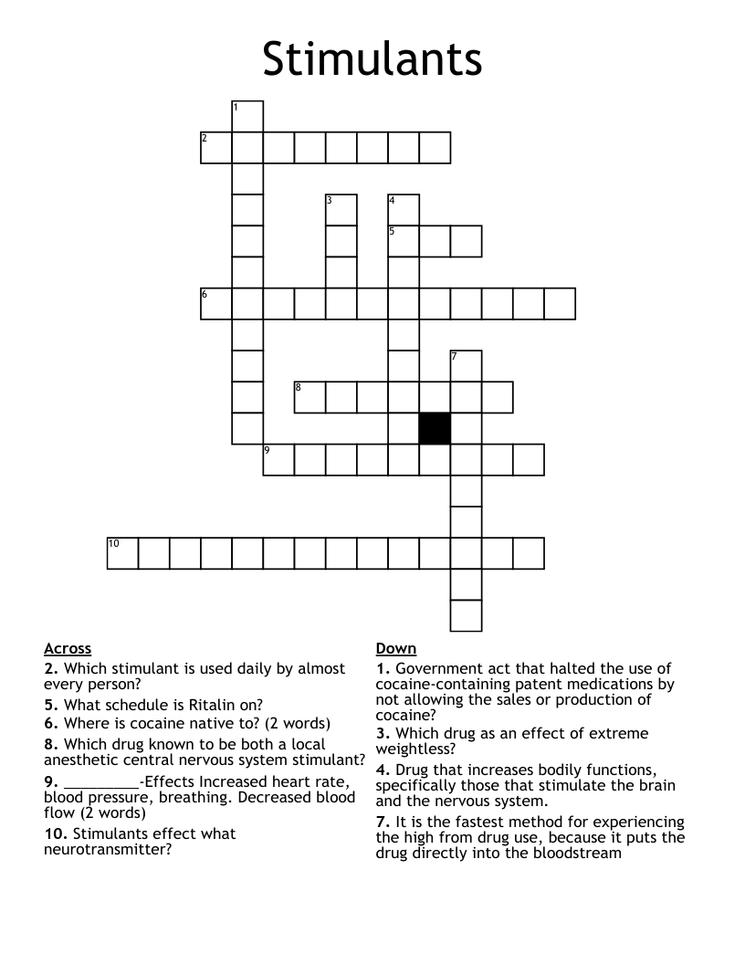 Stimulants Crossword