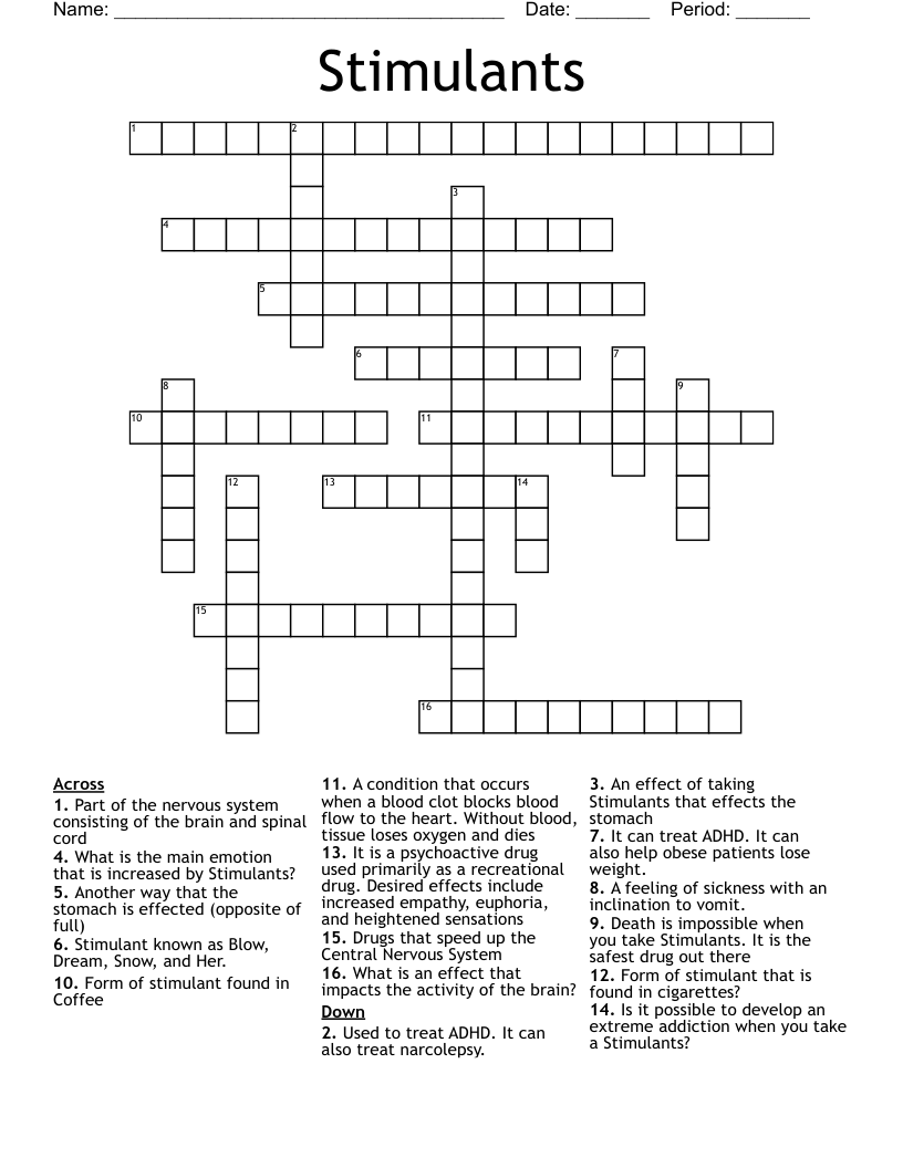 Stimulants Crossword