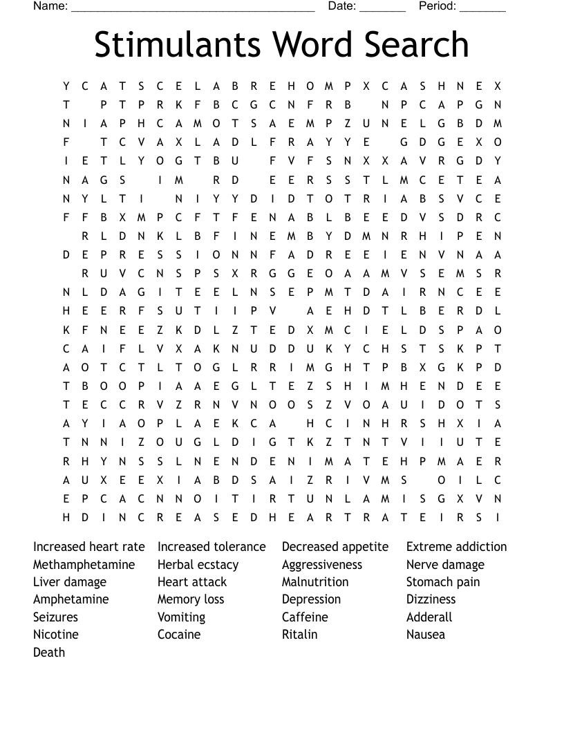 Stimulants Word Search