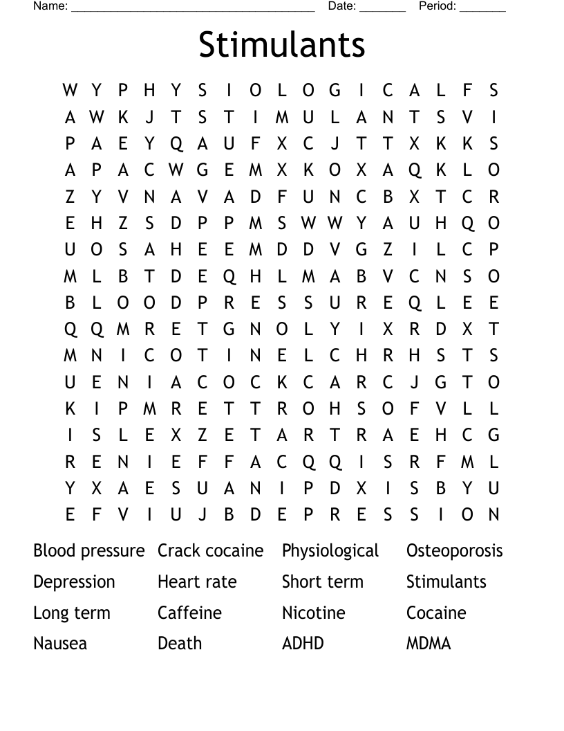 Stimulants  Word Search