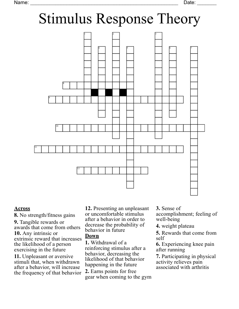 Stimulus Response Theory Crossword