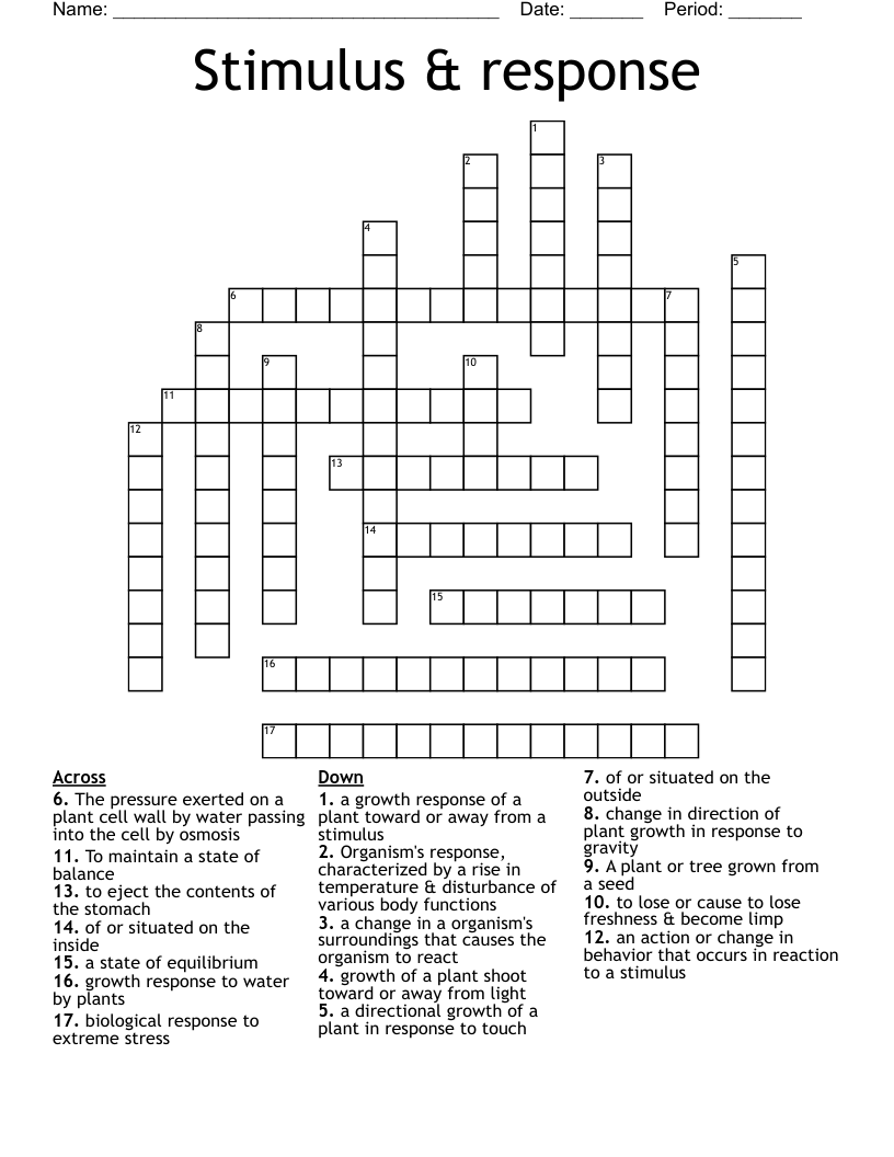Stimulus & response Crossword