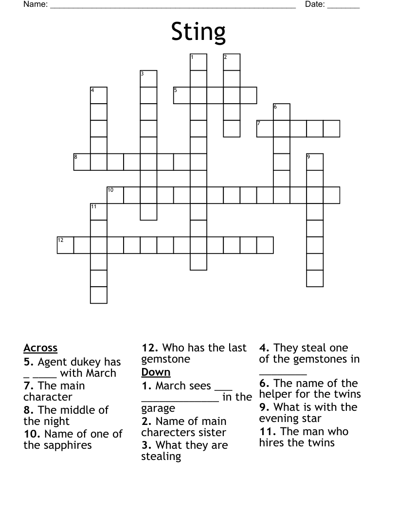 Sting Crossword