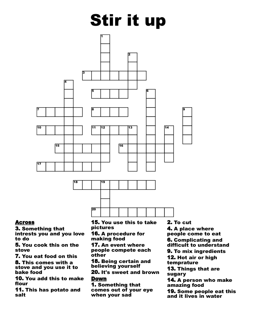 Stir it up Crossword