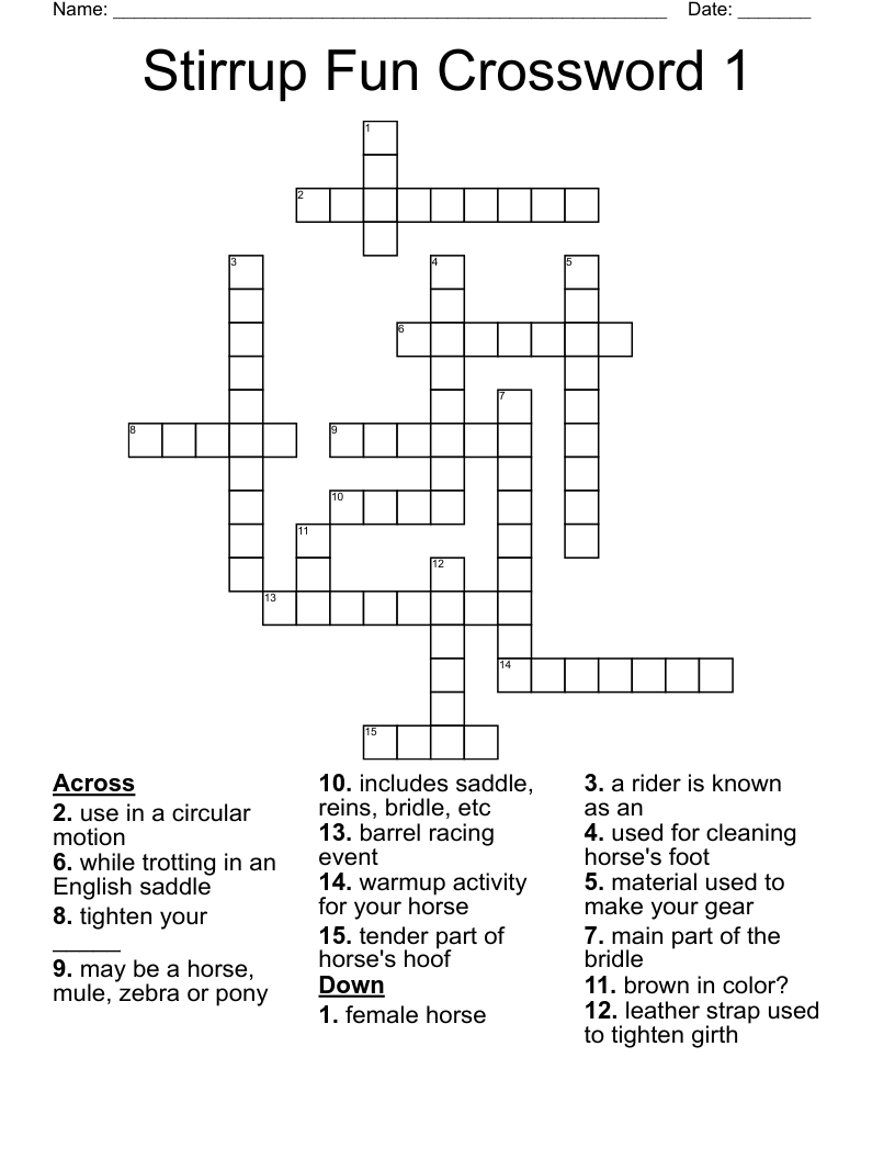Stirrup Fun Crossword 1