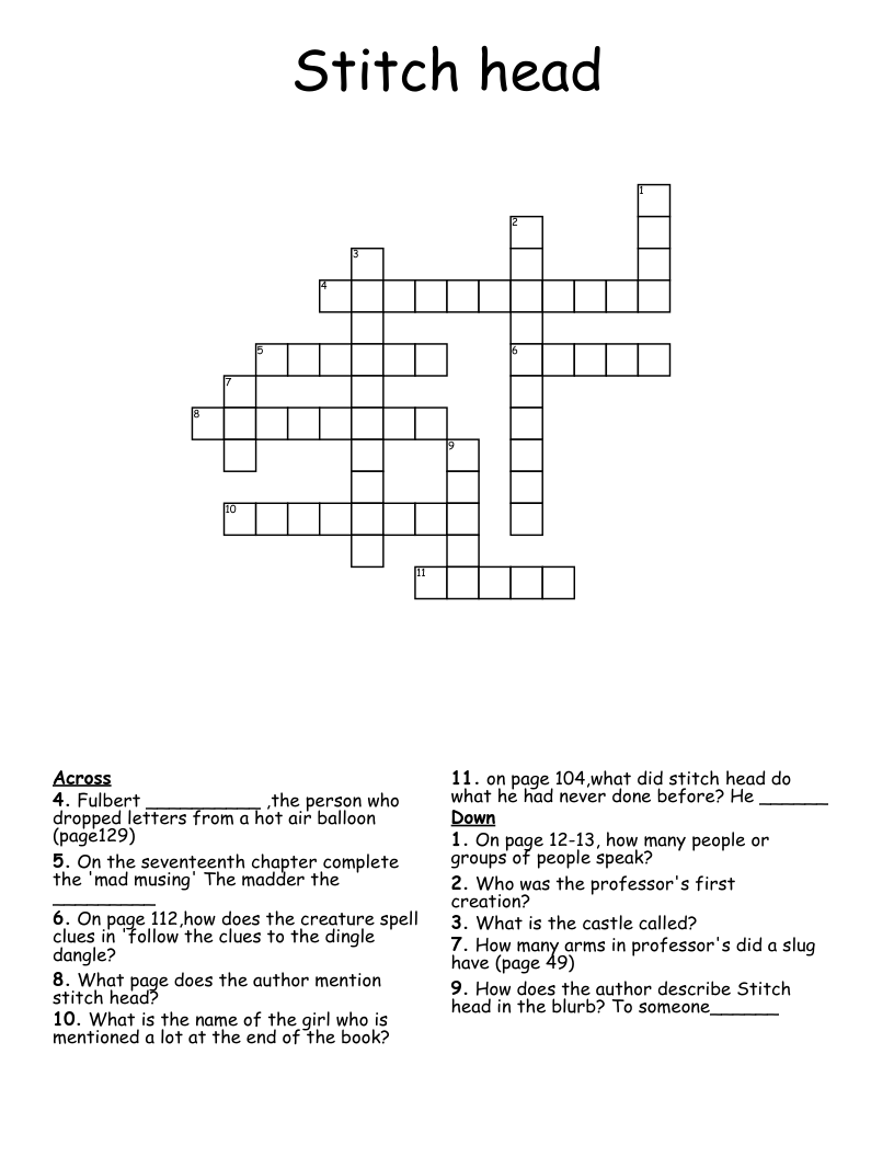 Stitch head Crossword