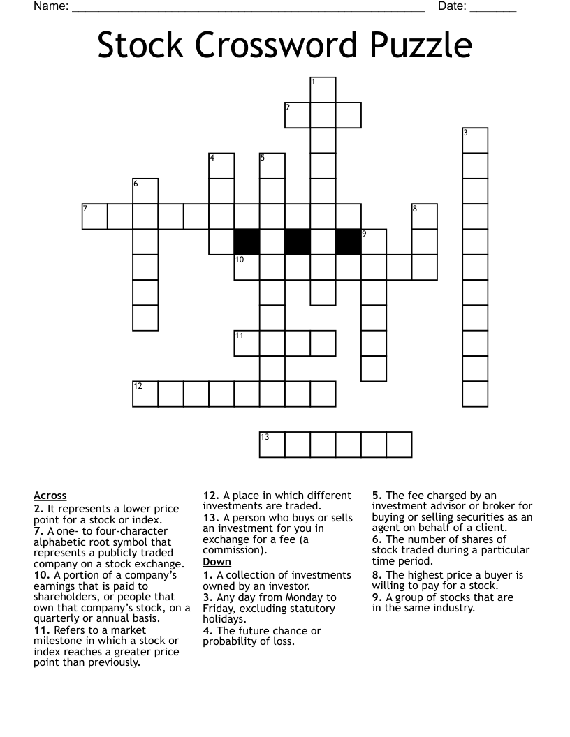 Stock Crossword Puzzle