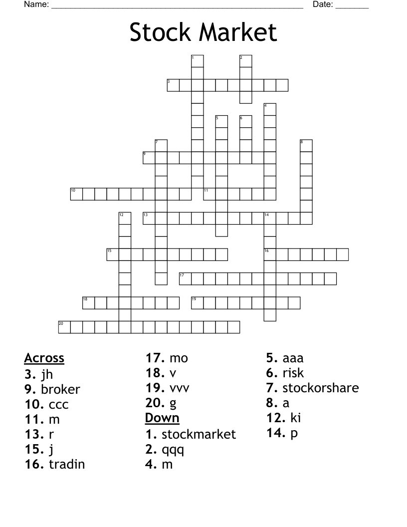 Stock Market Crossword