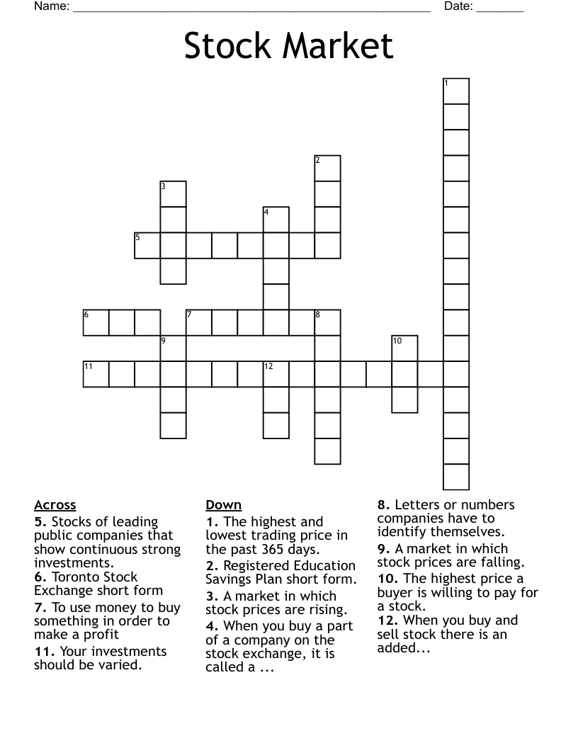 Stock Market Crossword