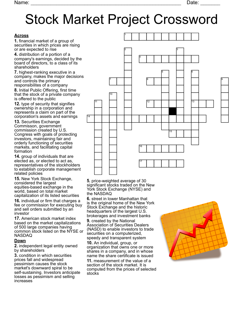 Stock Market Project Crossword