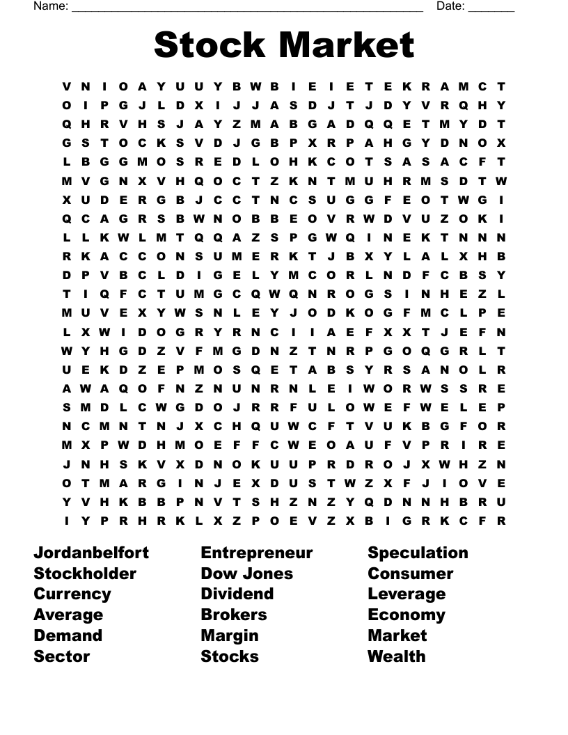Stock Market  Word Search