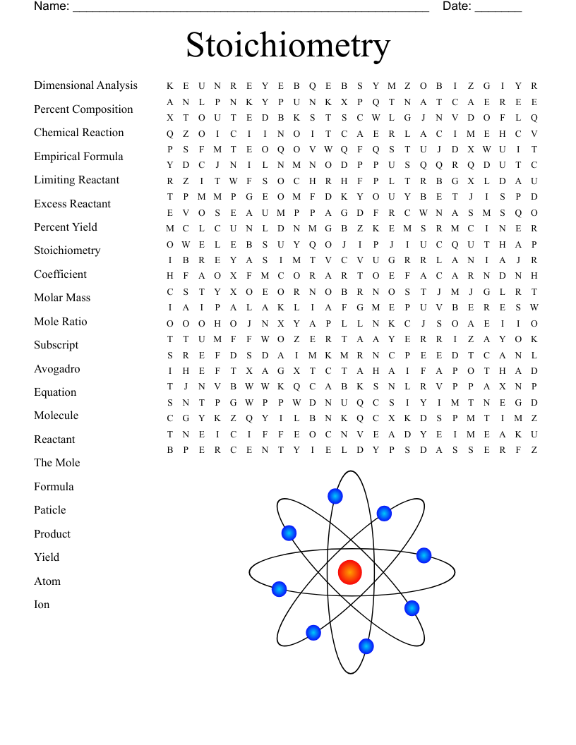 Stoichiometry Word Search