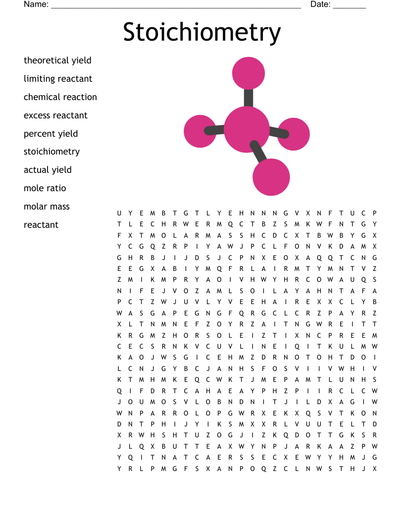 Stoichiometry Word Search