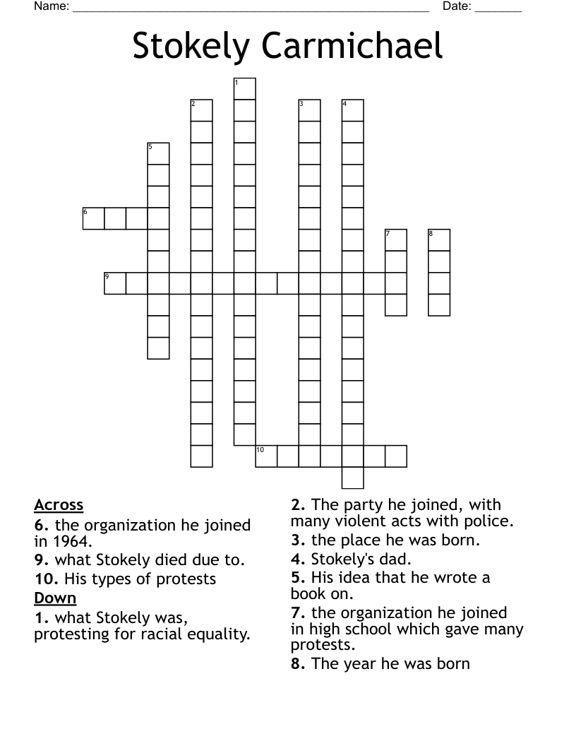 Stokely Carmichael Crossword