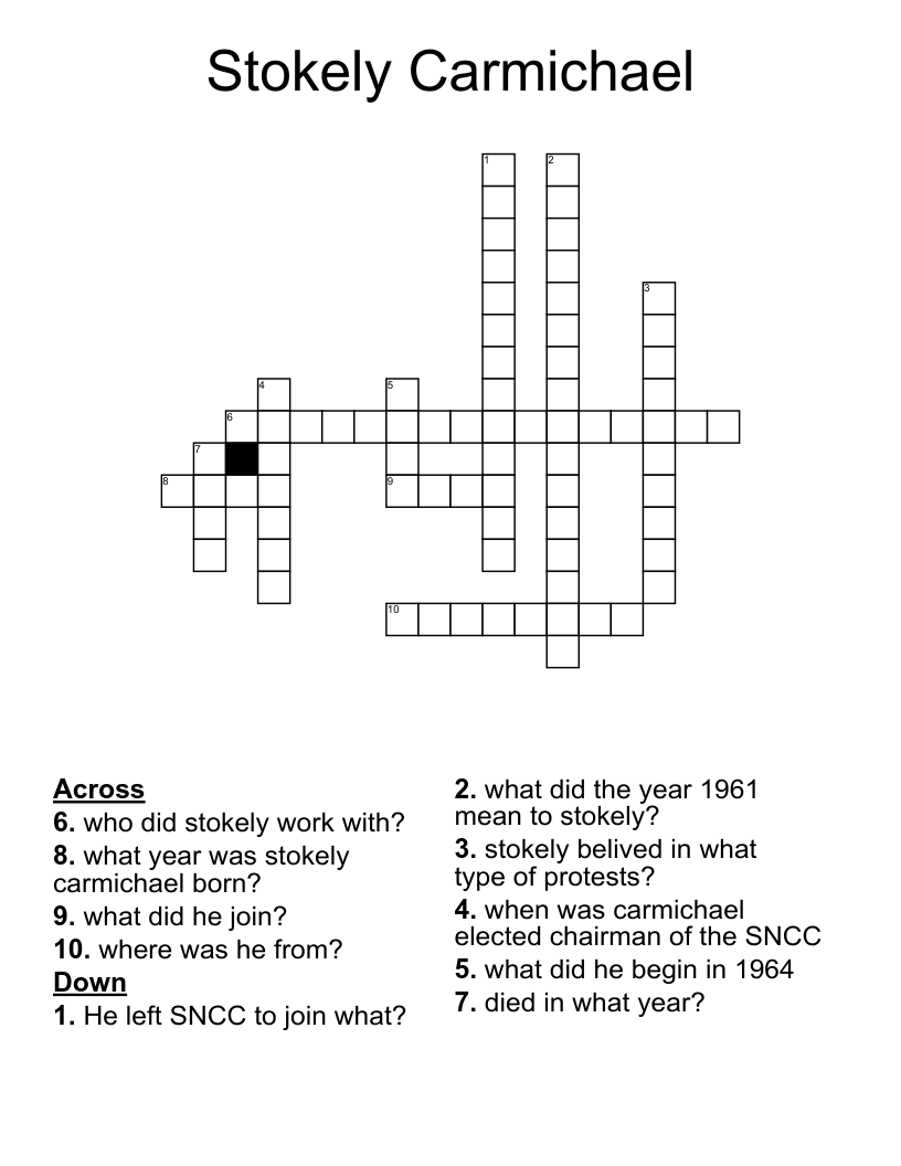 Stokely Carmichael Crossword