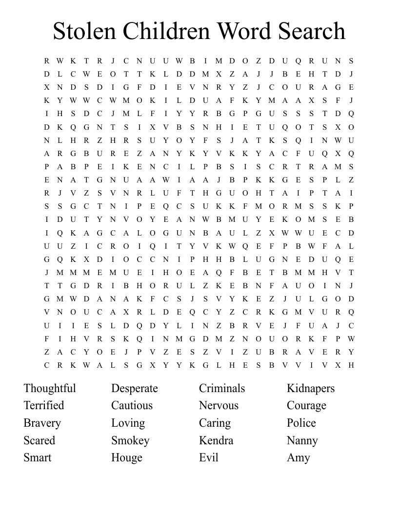 Stolen Children Word Search
