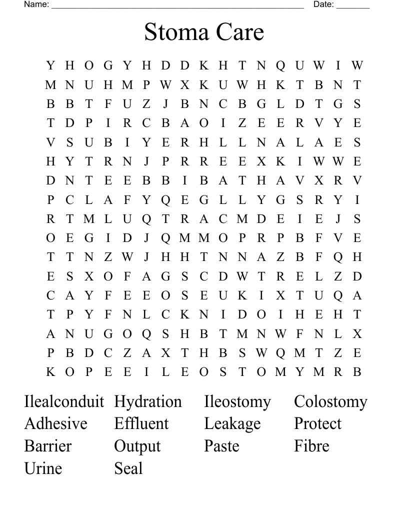 Stoma  Care Word Search