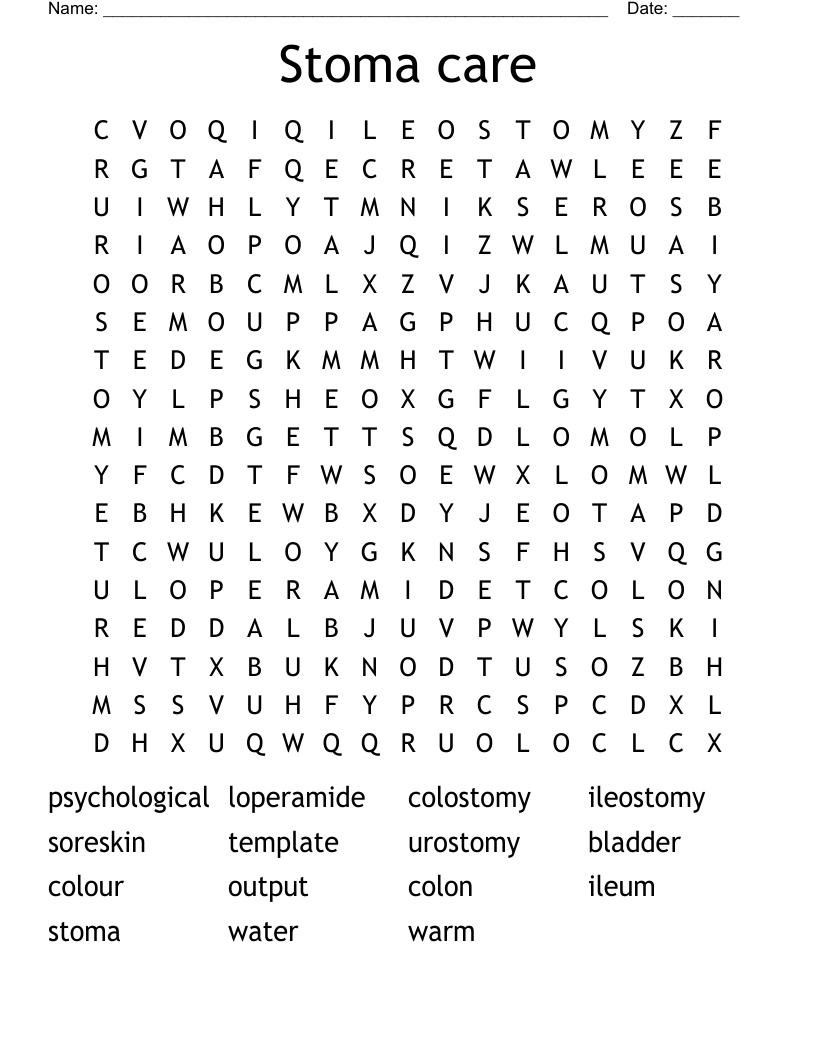 Stoma care Word Search