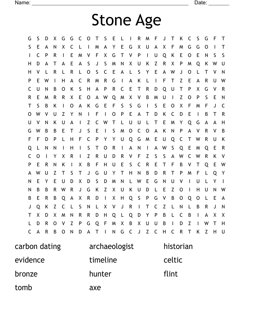 Stone Age Word Search