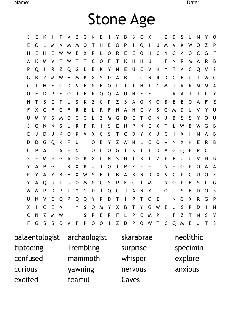 Stone Age Word Search