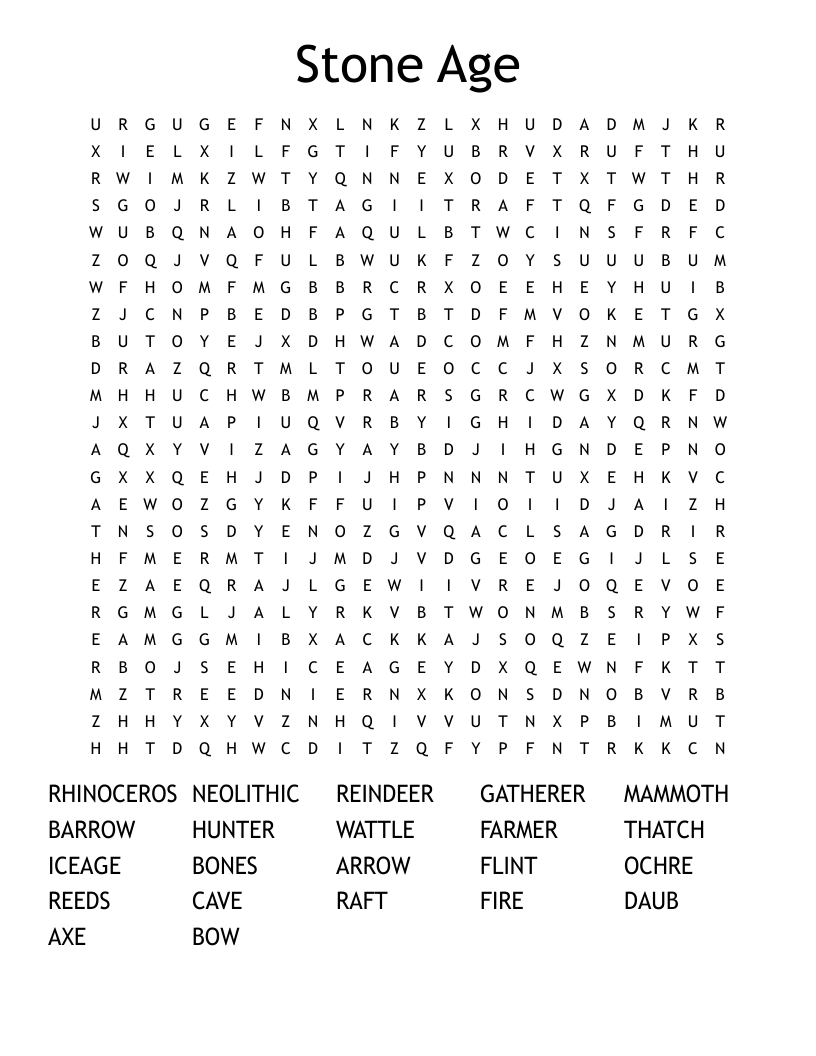 Stone Age Word Search