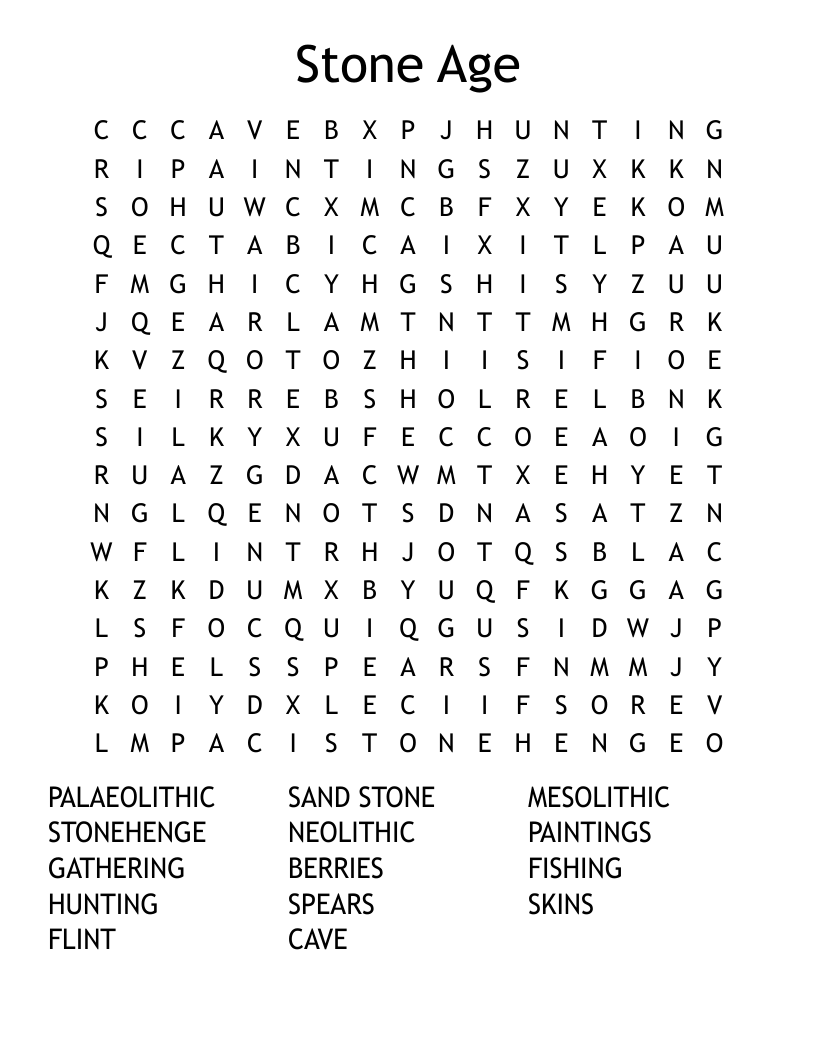 Stone Age Word Search