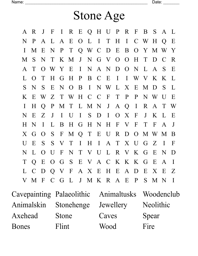Stone Age Word Search