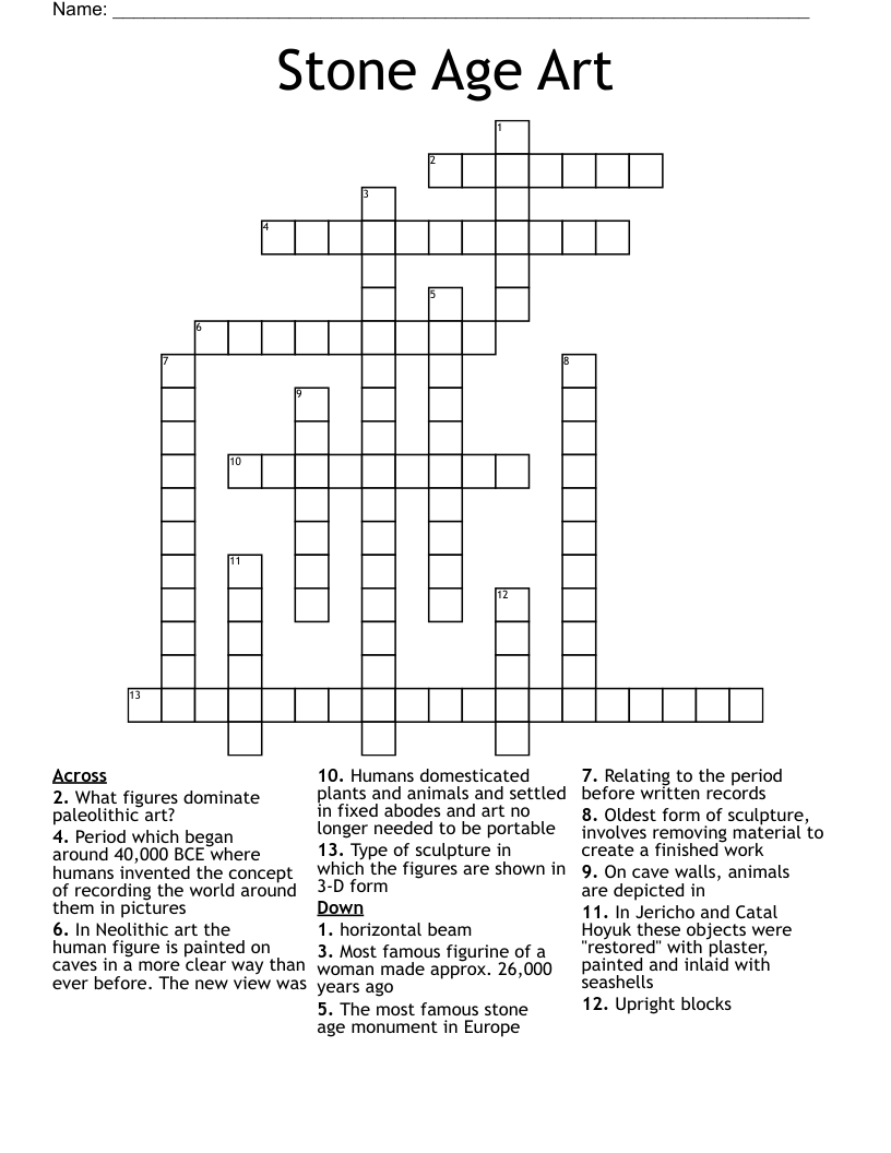 Stone Age Art Crossword