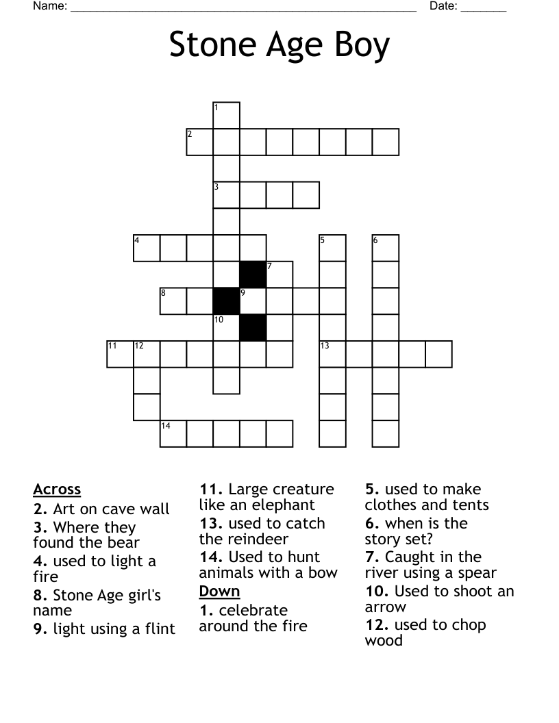 Stone Age Boy Crossword