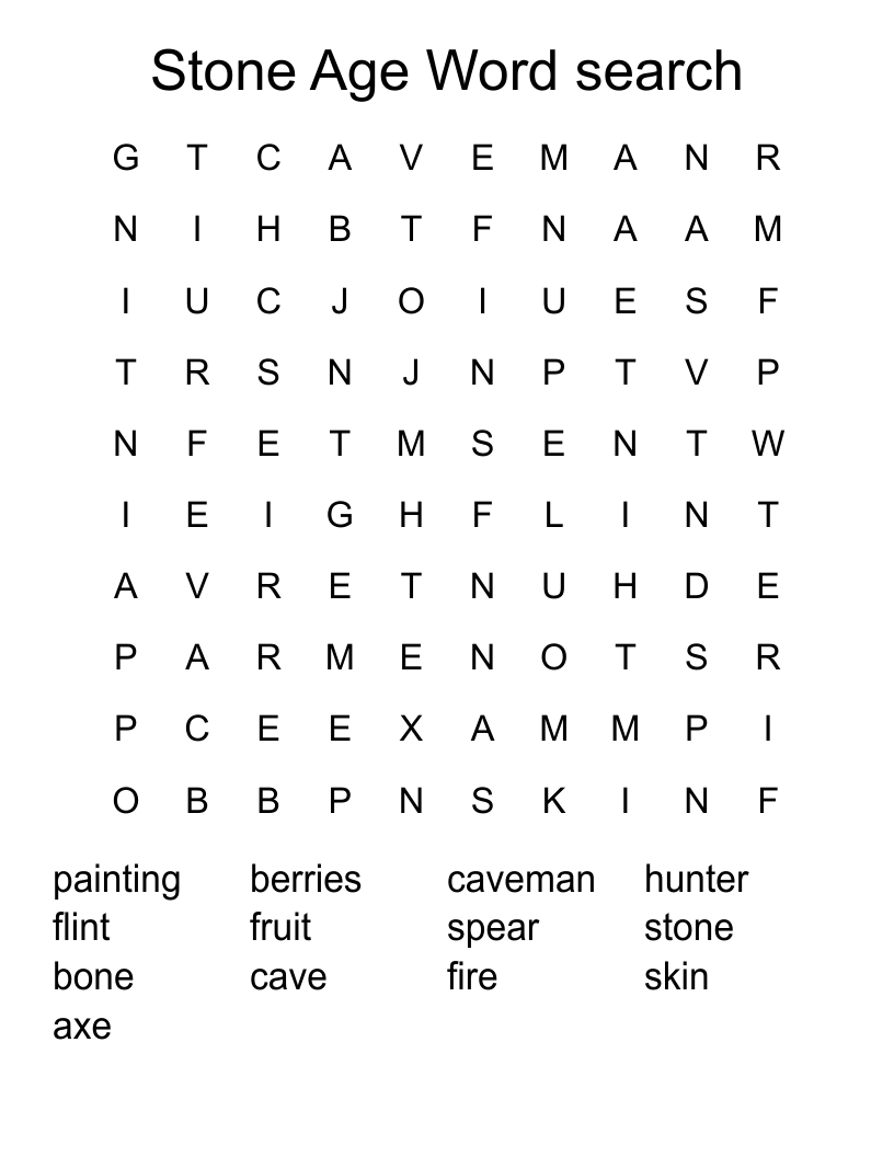 Stone Age Word search