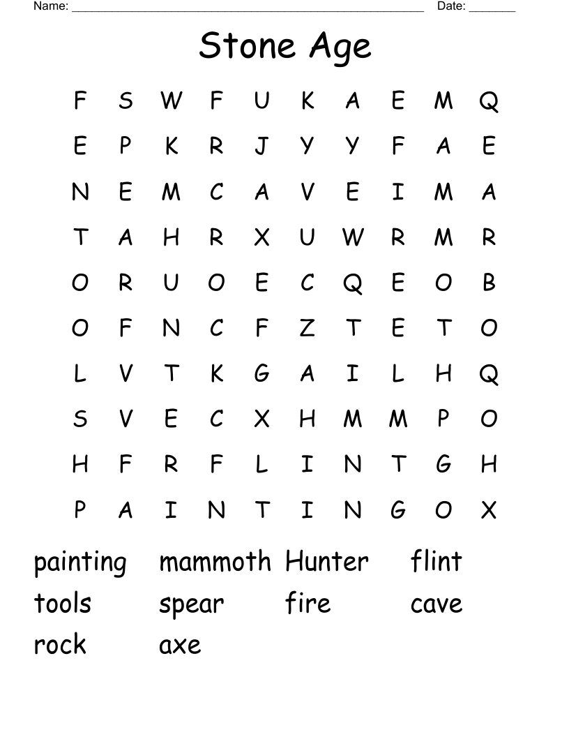 Stone Age  Word Search