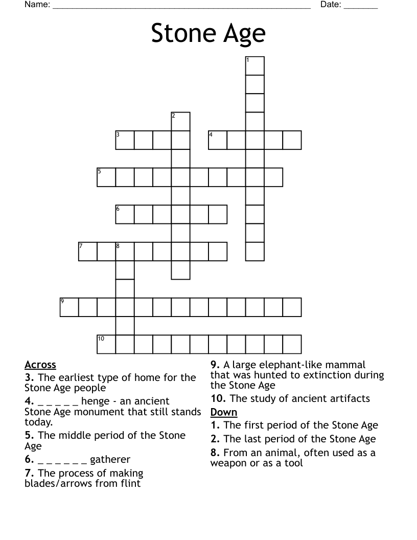 Stone Age  Crossword