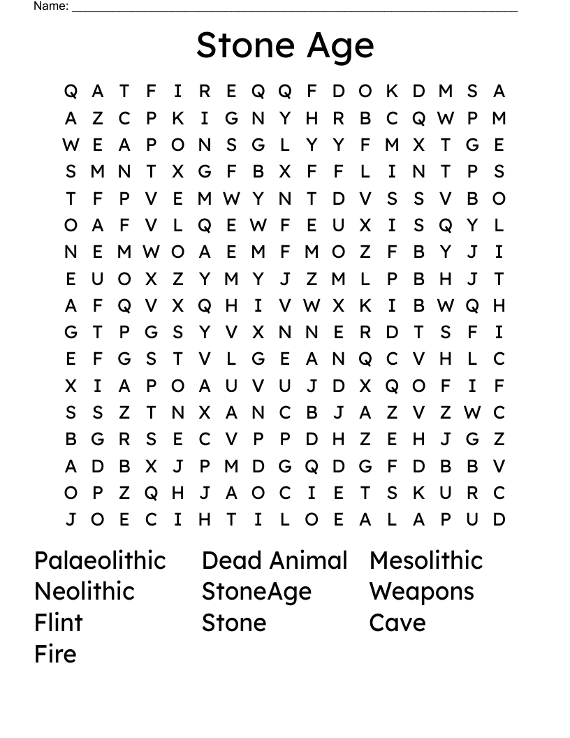 Stone Age  Word Search
