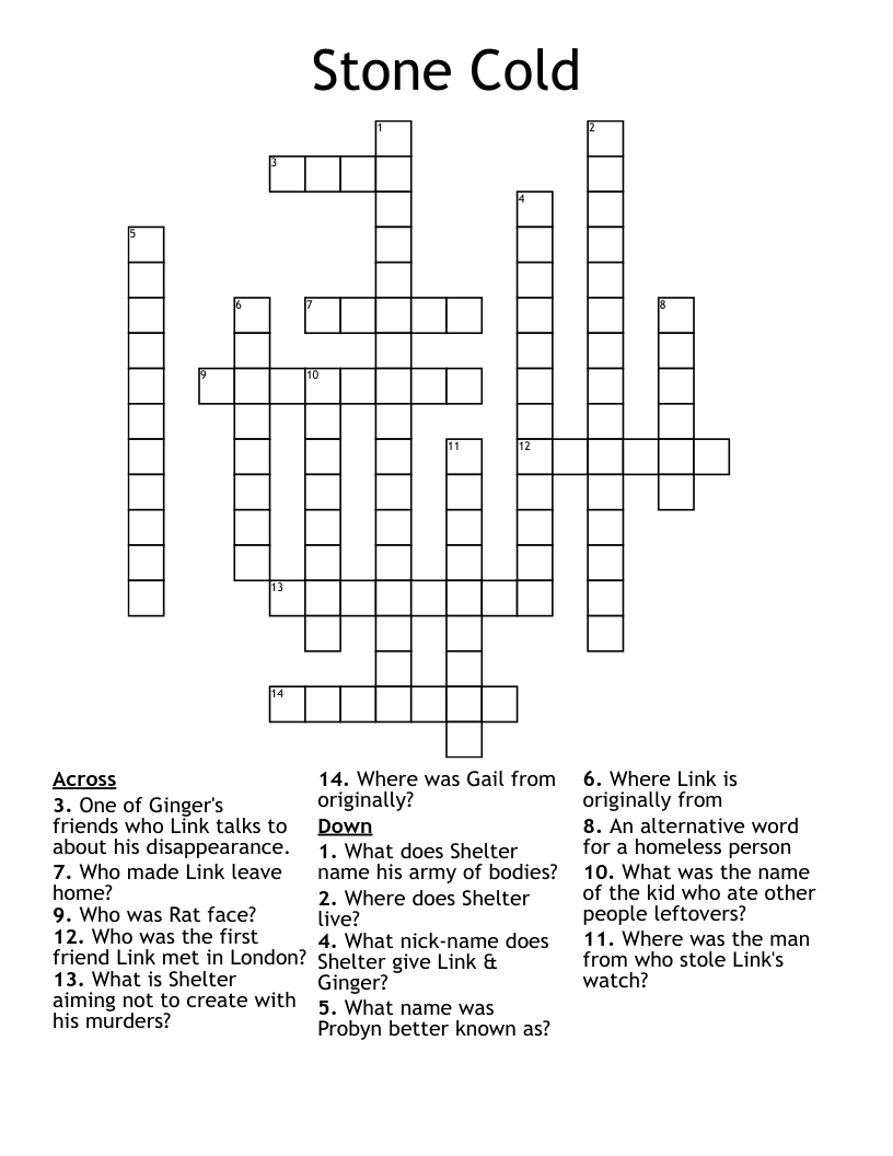 Stone Cold Crossword