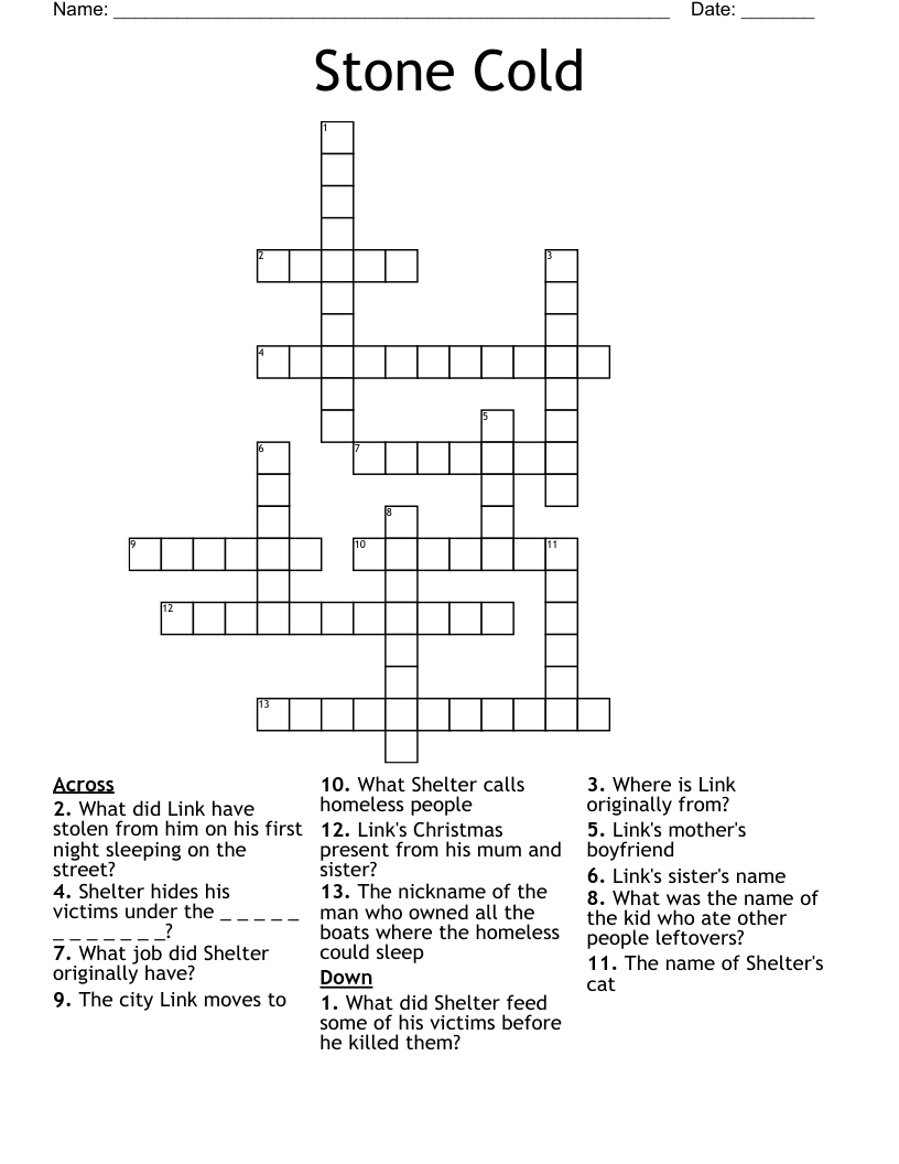 Stone Cold Crossword