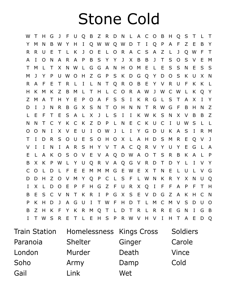 Stone Cold Word Search