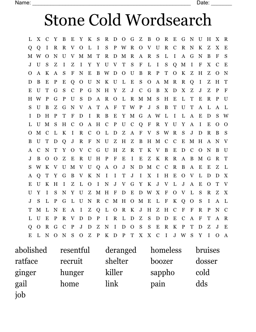 Stone Cold Wordsearch