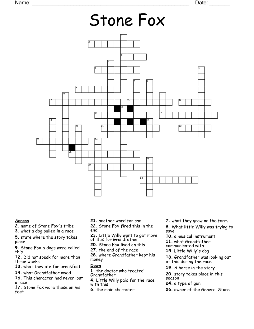 Stone Fox Crossword