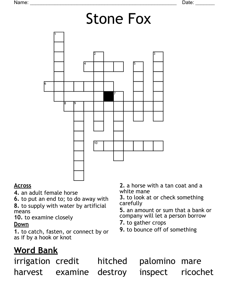 Stone Fox Crossword