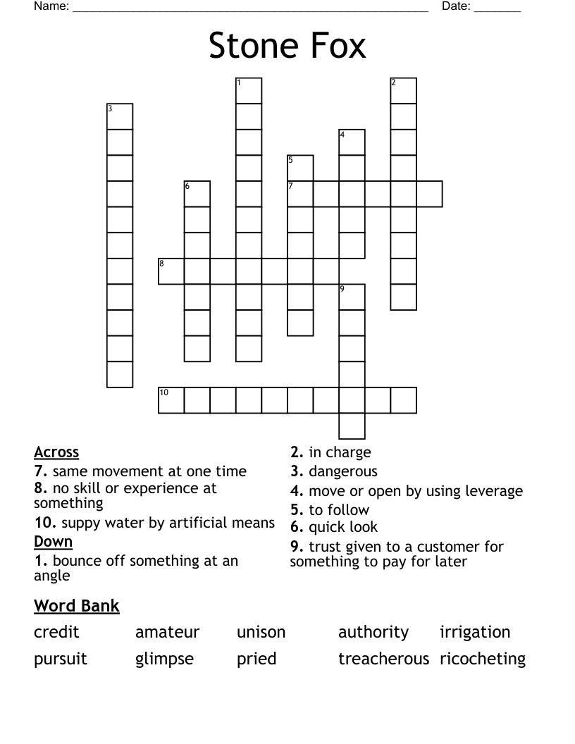 Stone Fox Crossword